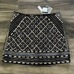 Club Monaco hand embellished mini skirt with back zip
